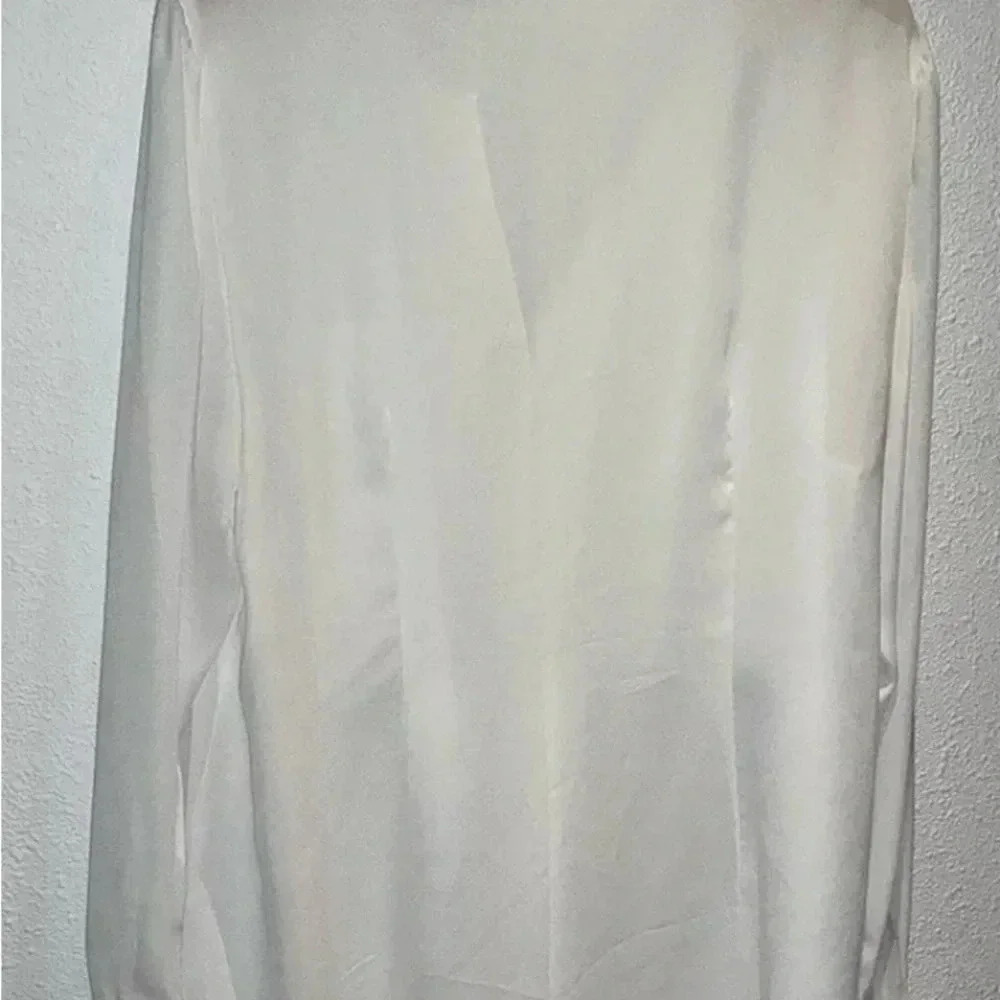 INC White Long Sleeve Pleated Button Up Size 16 Blouse Button Sleeve Dress Shirt - Picture 4 of 7